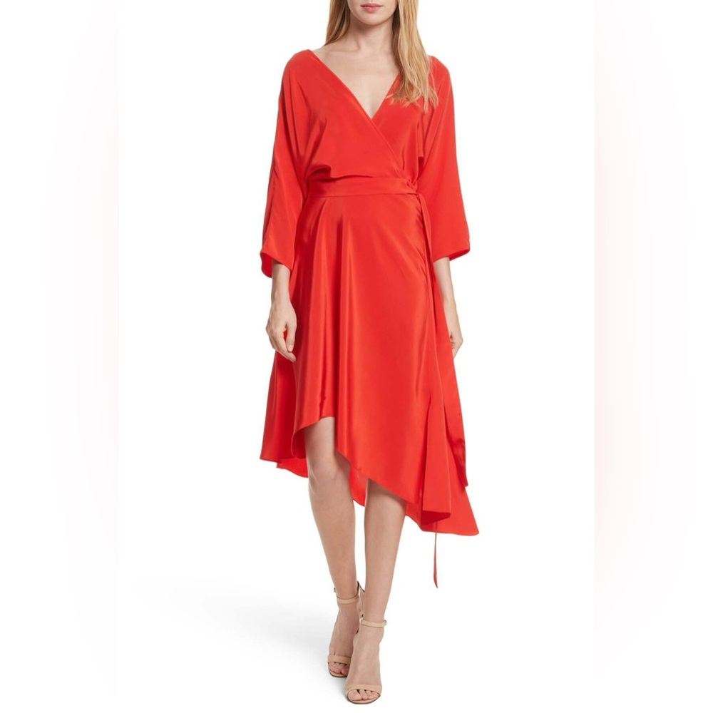 Diane Von Furstenberg Vibrant Red Asymmetrical Dress